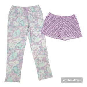 Sonoma Set of Sleepwear Bottoms Tie-dye Pants and Plaid Shorts Purple Size M